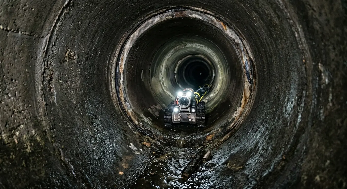 Robotic sewer camera inspecting pipe interior for Sewer Line Cleaning in Waynesboro